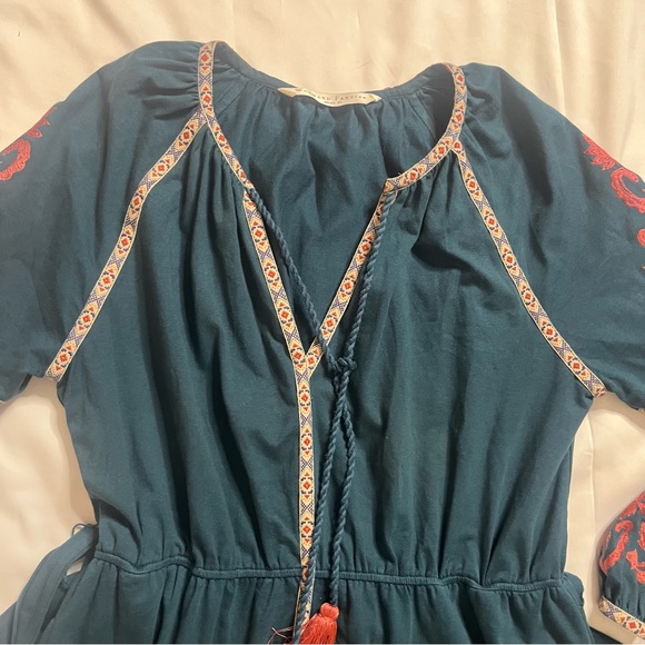 Bohemian Embroidered Teal Midi Dress - Picture 10 of 16